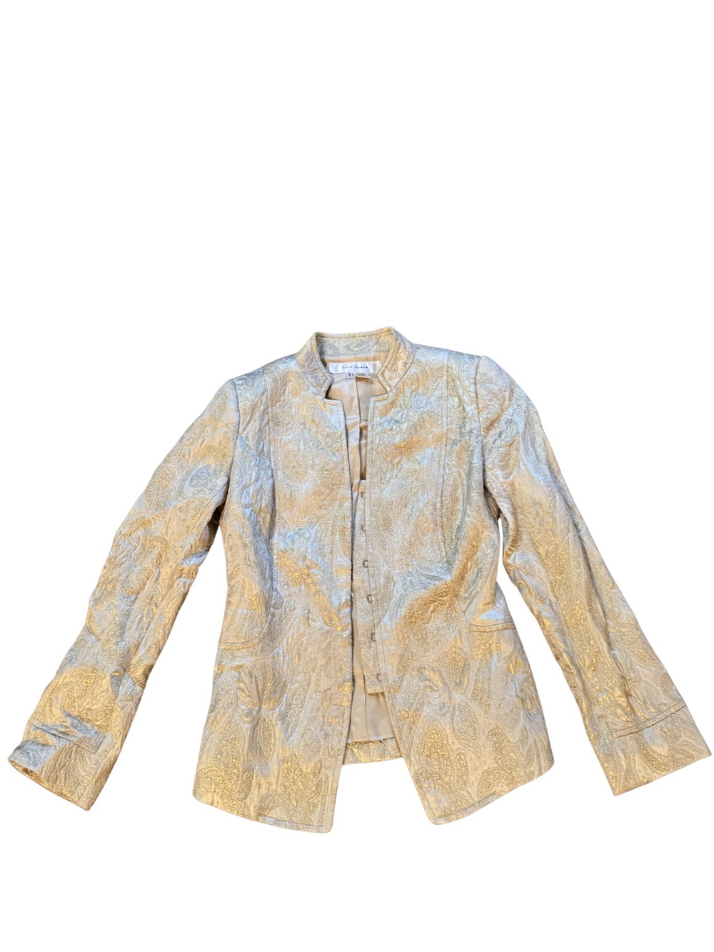 Elegant Metallic Paisley Women’s Jacket - Light Gold